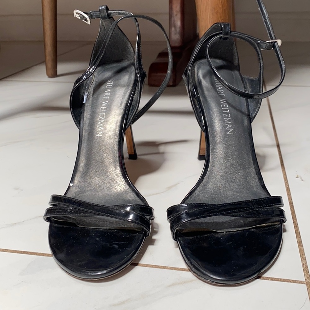 Stuart Weitzman Black Ankle Wrap Heels